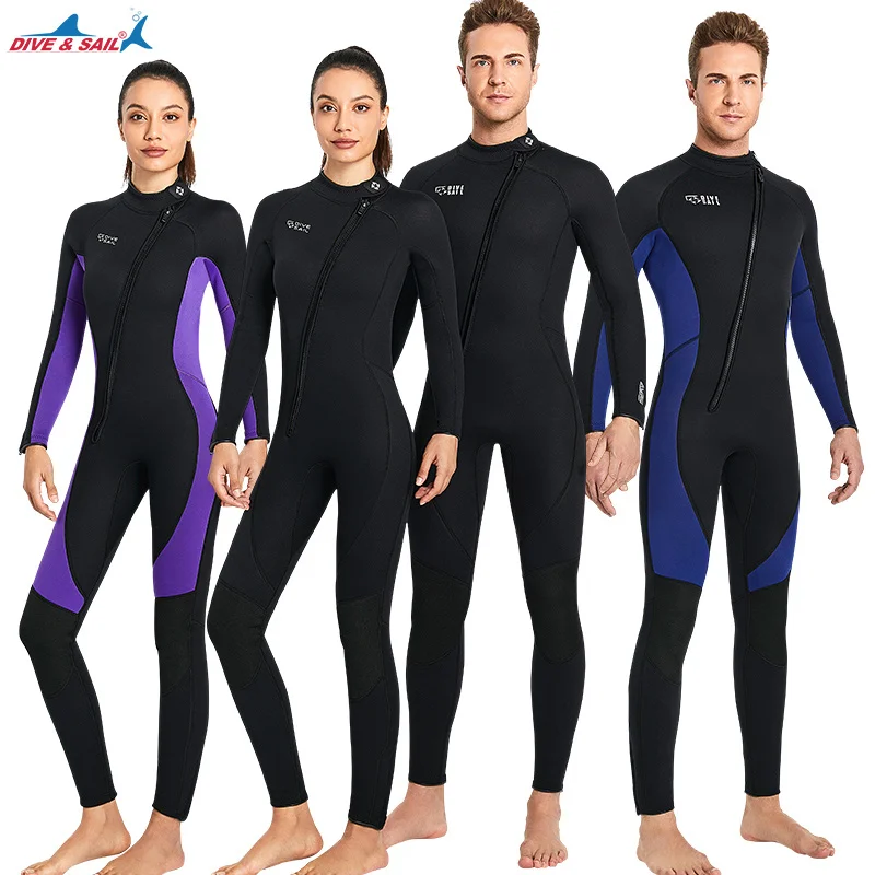 

2022 3mm European Version Wetsuit One-Piece Long Sleeve Warm Diving Suit Men and Women Surfing Snorkeling Cold Proof Swimsuit