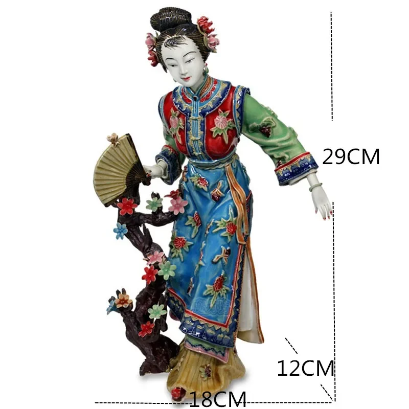 Dekorasi Cina Jinling Dua Belas Antik Indah Wanita Patung-patung Porselen Buatan Tangan Kerajinan Patung Rumah