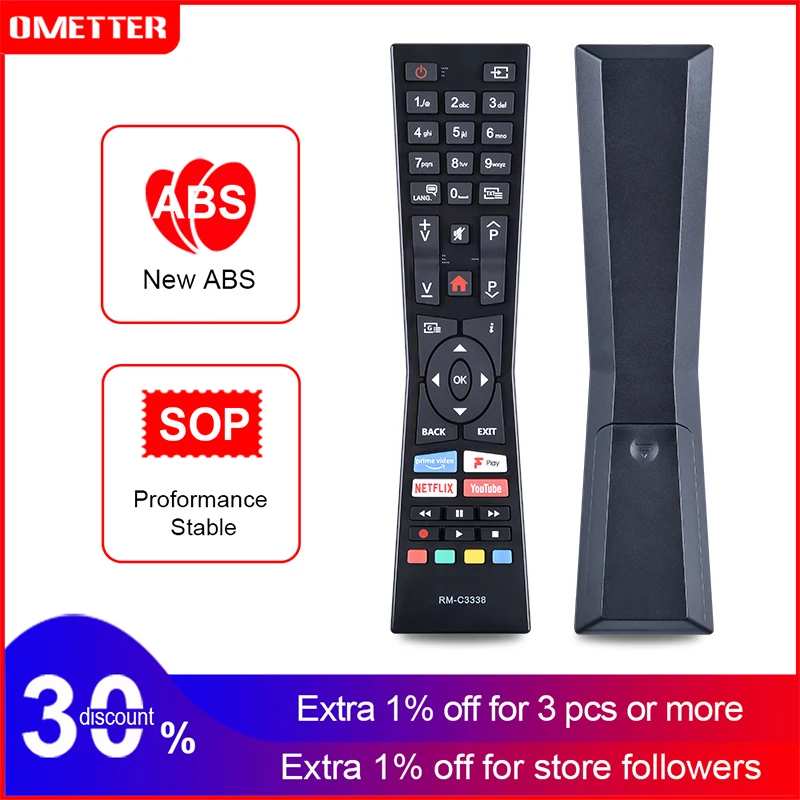 

RM-C3338 RC43101P Remote Control Replacement for JVC 2018 2019 Smart 4K UHD LED LCD TVs LT-24C680 LT-24C685 LT-32C695