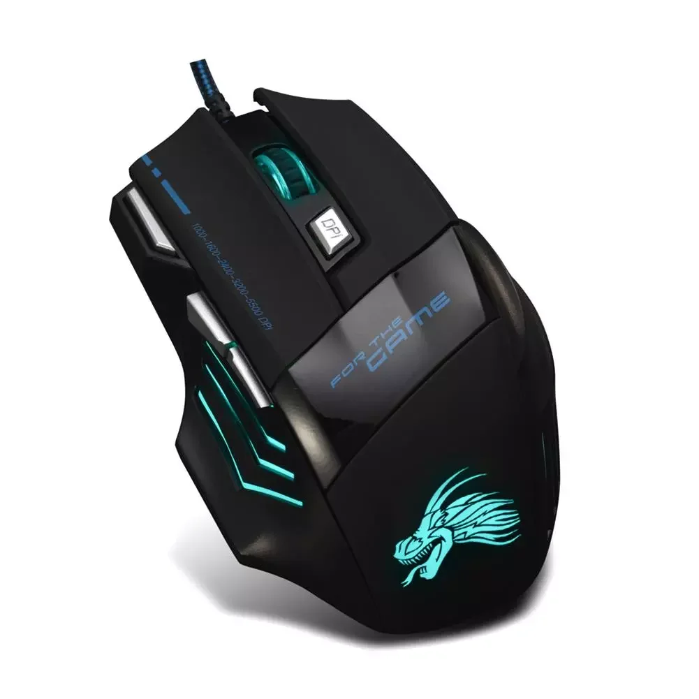 

Gaming Mouse 7-Color Backlight 5500 DPI Adjustable USB Wired Optical Mice for PC Office Notebook Mice Mouse Pro Gamer