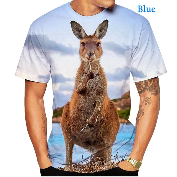 

Funny Men's T-shirt 3d Kangaroo Print Designed Stylish Summer Tops