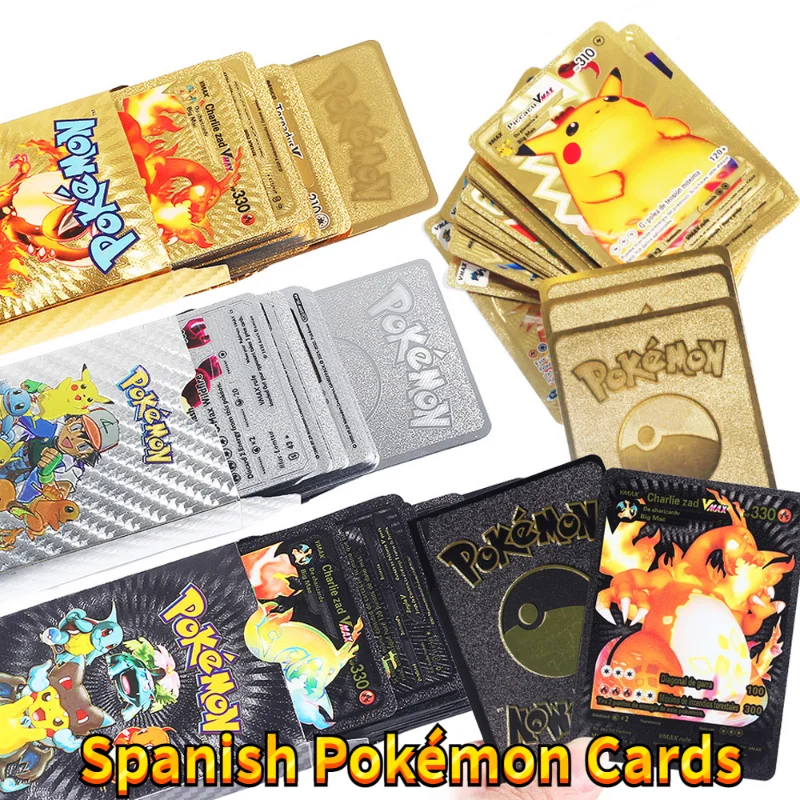 

Pokémon PTCG Gold Foil Card Collection Card Children Toys Hobbies Game Cards Anime Charizard Hobby Collectibles Spanish