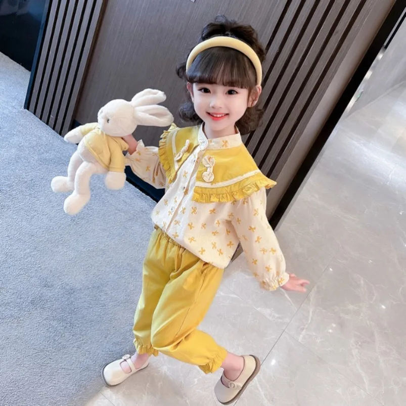 

Autumn Kids Clothes Tshirt + Pants Casual Girls Clothing Floral Kids New Girls Clothes Casual Style Childrens Party Clothing