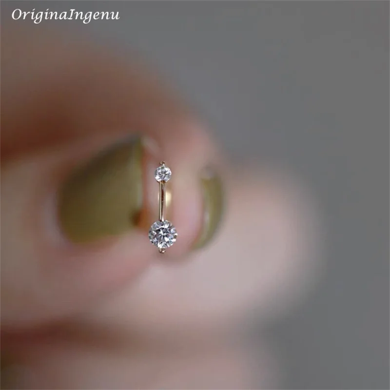 Однотонные серьги-кольца из 9 карат золота изящные циркония золотые ювелирные