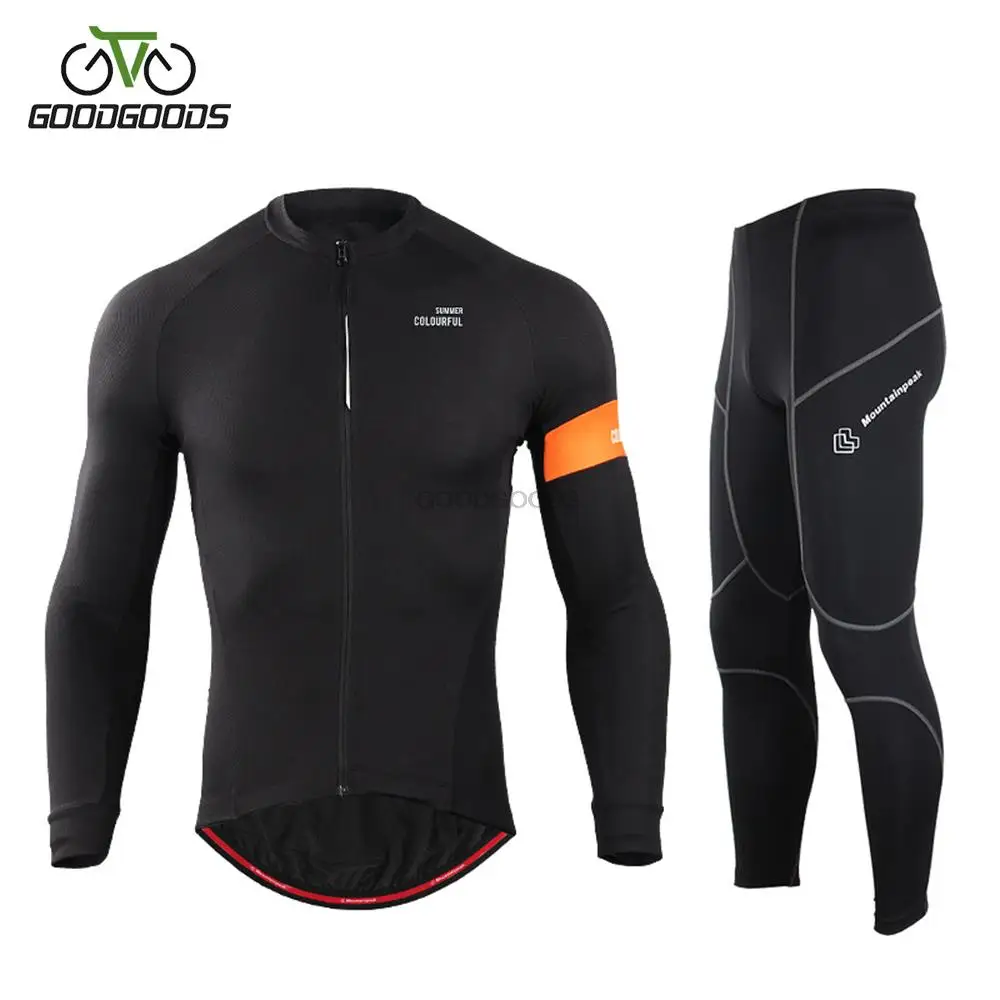 

Mountainpeak Cycling Clothing Suits Long-Sleeved Trousers Men's and Women's Cycling Clothing Breathable Mountain Bike Set Black