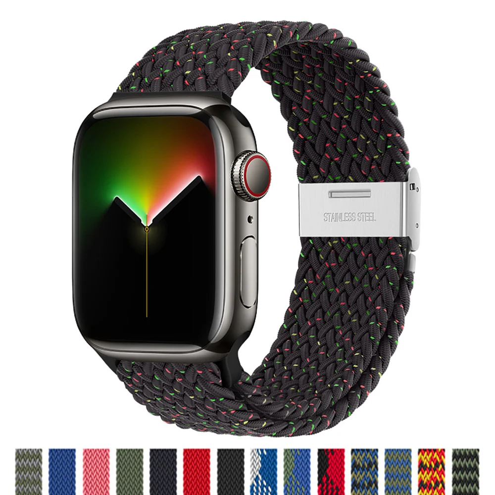 

Ремешок плетеный нейлоновый для Apple watch band 44 мм 45 мм 40 мм 41 мм 42 мм