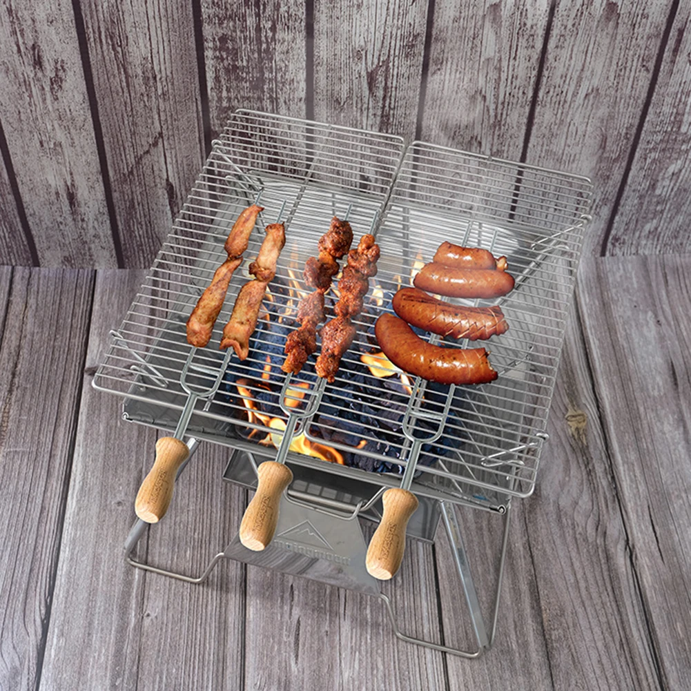 

High Quality BBQ Forks BBQ Tools 535g/Set Accessories Beech Wood Handle Length 35CM MK-8 Parts Stainless Steel