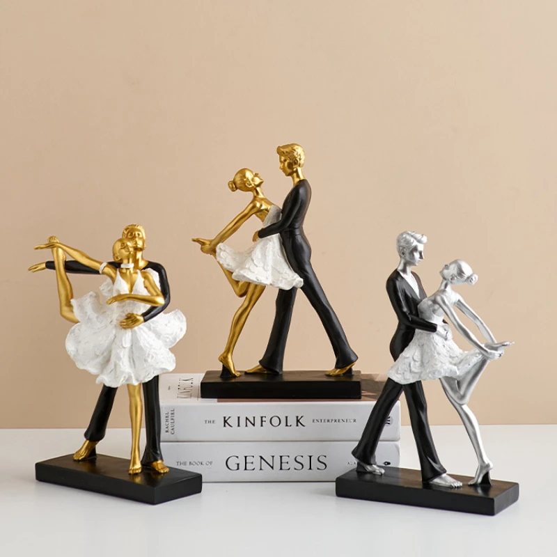 

Creative Abstract Characters Ballet Couple Dance Resin Sculpture, Living Room Bookcase Decoration, Art Statue, Ornament