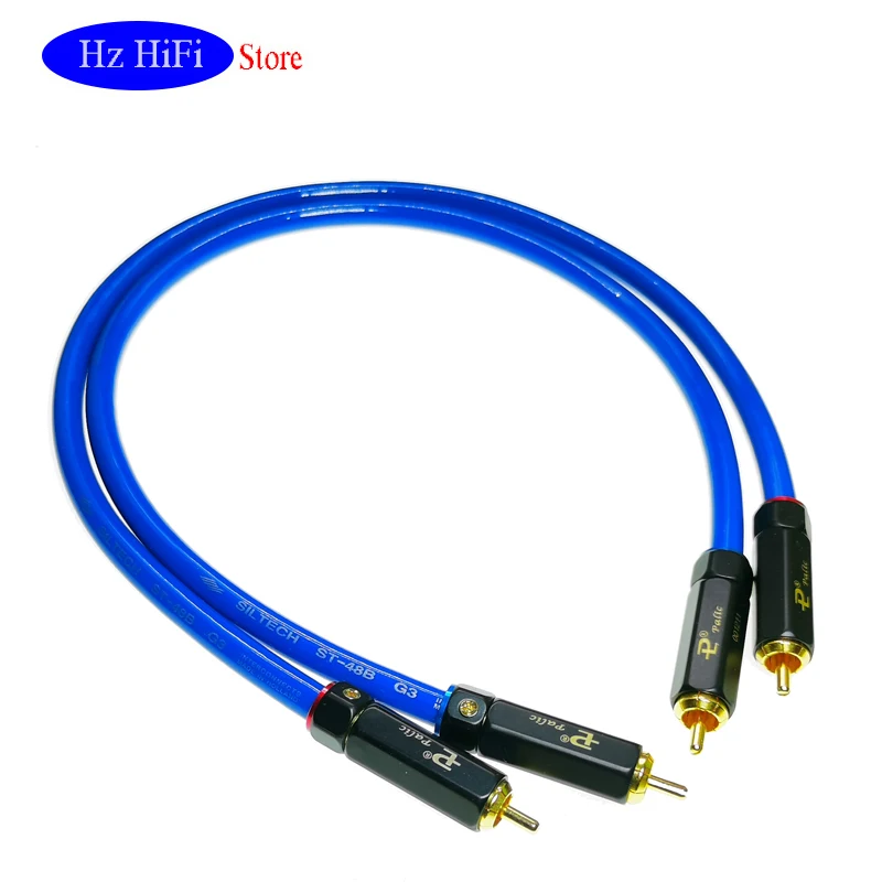 

1Pair USA RCA 24k PR-109 RCA DIY HiFi Male to Male ST-48B G3 Single crystal copper plating AUDIO Cable RCA To 2 RCA