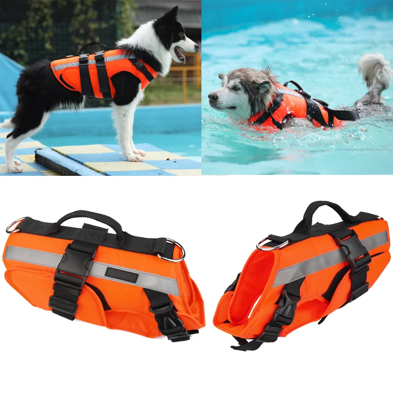 

Dogs Life Jacket Ripstop Safety Dog Swimming Vest Superior Buoyancy Dogs Jacket With Rescue Handle Pet Dog Life-Saving Clothes