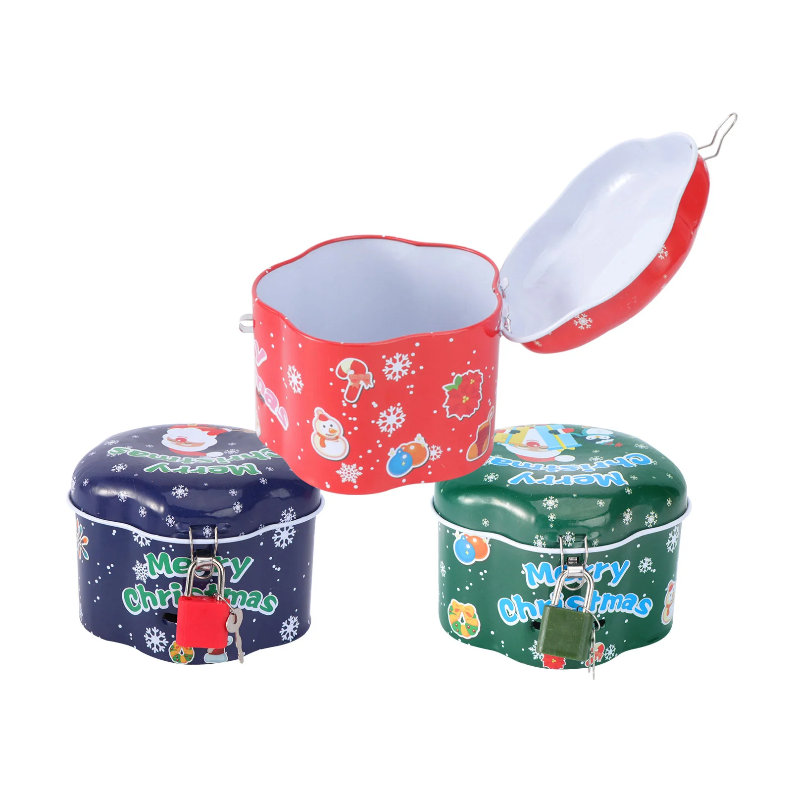 

Christmas Tinplate Storage Box Candy Tin Gift Cookie Empty Tins Jars Iron Jarcontainers Metal Boxes Holiday Money Bank