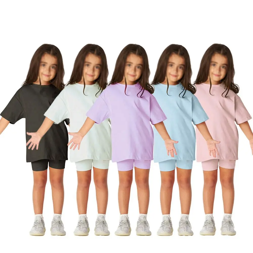 

Little Kids Baby Girls Boys Clothes 2 Pieces Tracksuit Set Oversized Short Sleeve Cotton T-shirt+Shorts Cozy Leggins
