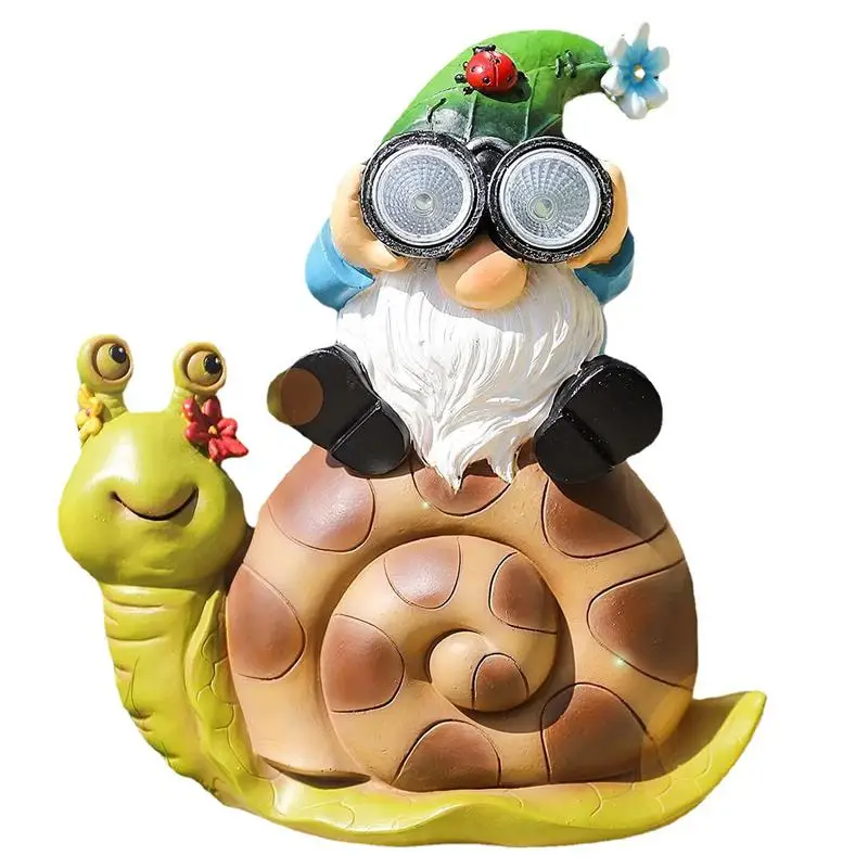 

Snail Gnome Outdoor Decor Garden Snail And Gnome Statue For Lighting Gnome Snail Statue Charges During The Day And Automatically