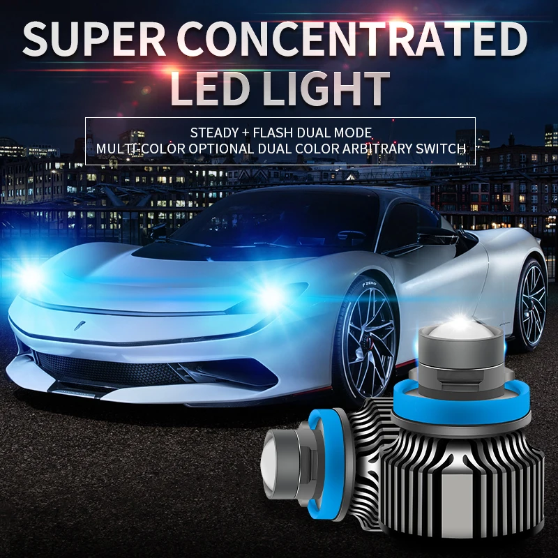 

2Pcs 6000LM Car LED Fog Lights Laser Headlight Bulbs Projector Lens Lamp H7 H8 H9 H11 9005/HB3 9006/HB4 Modification Accessories