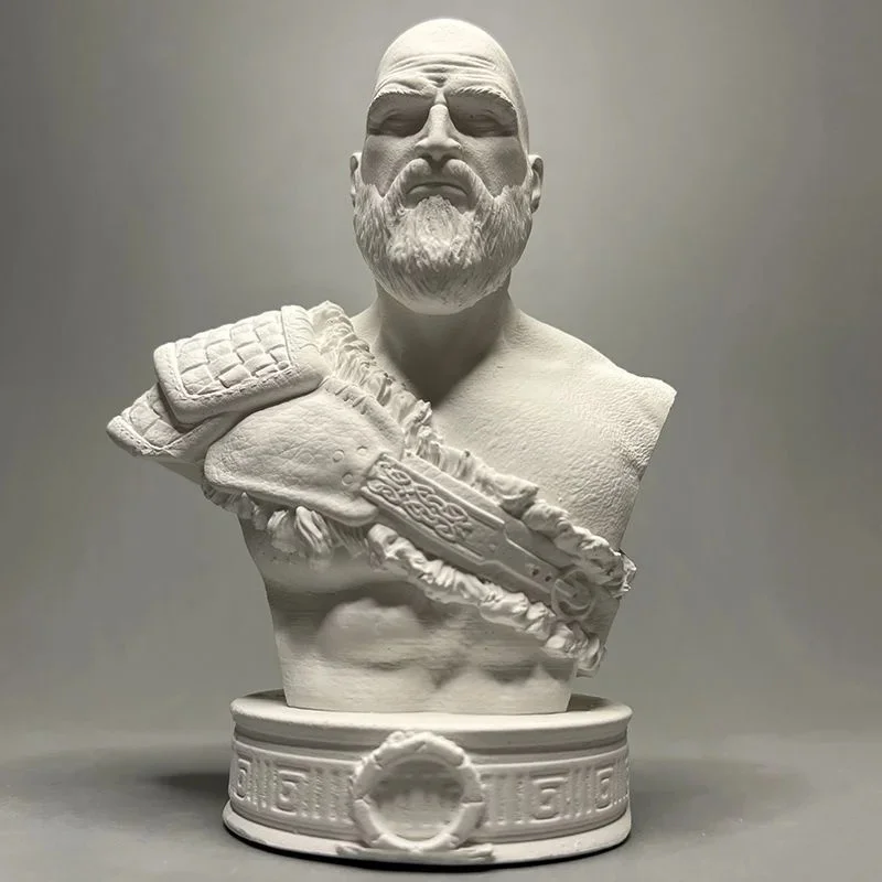 Фото Гипсовая статуя God Of War Кратос Бюст Скульптура Креативные персонализированные украшения Специальные праздничные подарки №3
