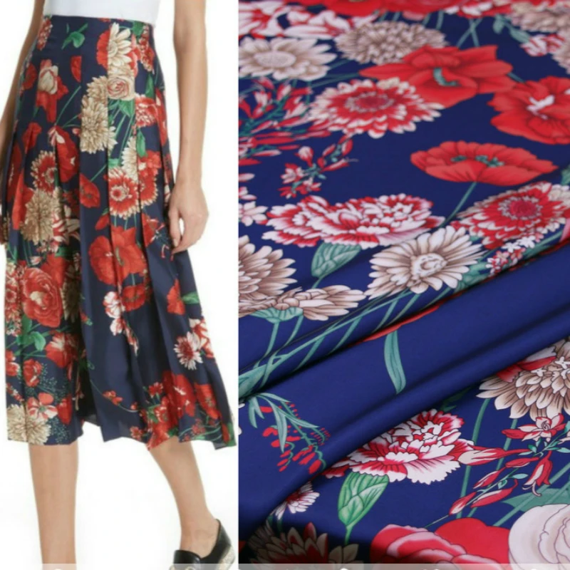 

Plant Printed 100% Polyester Fabric Italian Brand Fashion Soft Clothing Shirt Cloth Fabrics for Dress Sewing Per Meter Material