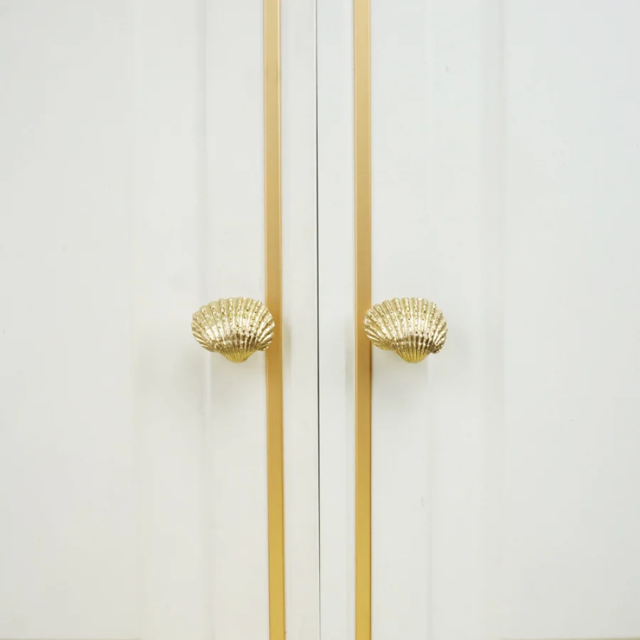 

Brass Gold Shell Knobs and Handles for Drawers Nordic Style Knobs for Furniture Kitchen Hardware Home Accessories
