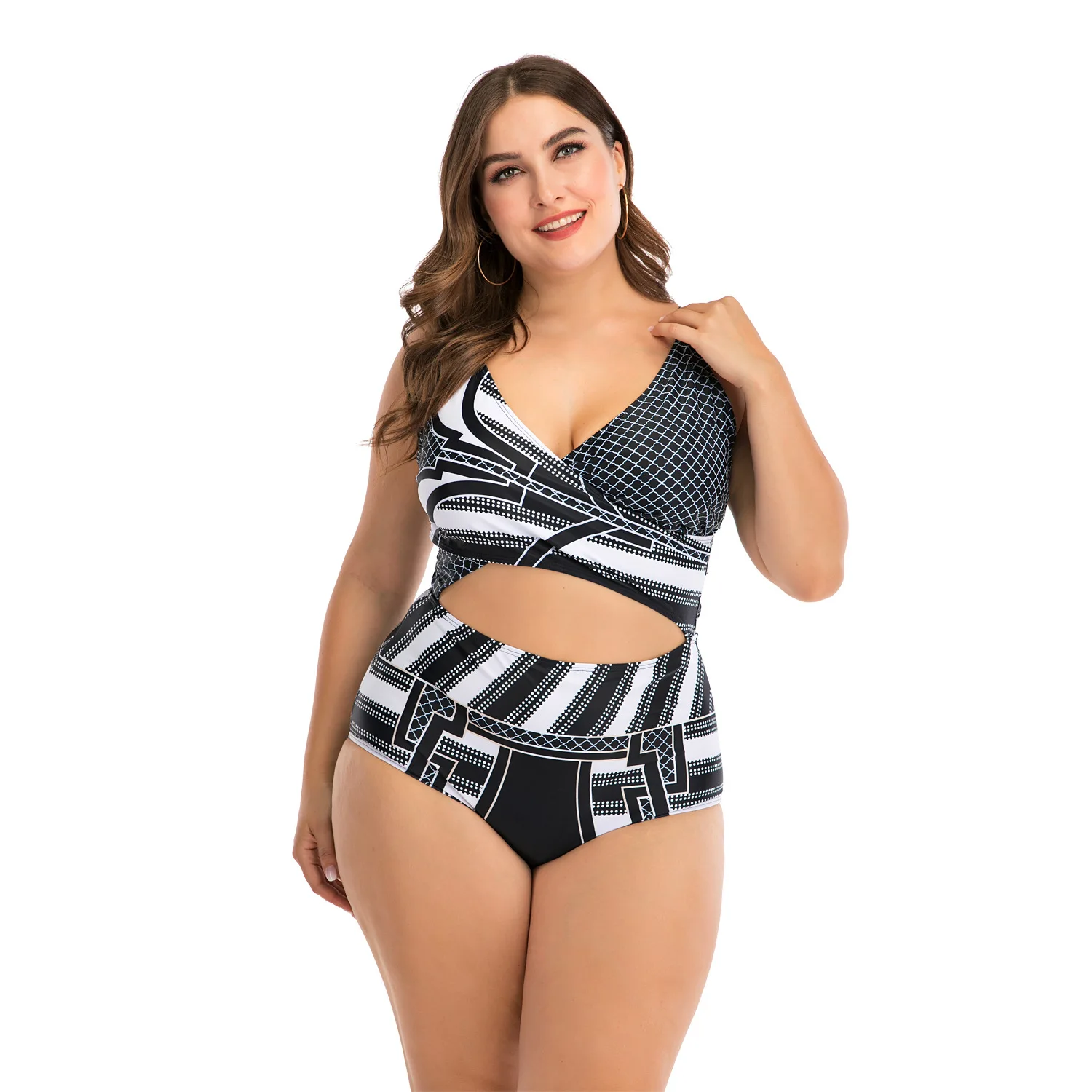 2022 New Plus Size Swimwear for Women Swimsuit Large Bathing Suits Two-piece High Waist Push Up Bikini Set Sexy Separate Stylish
