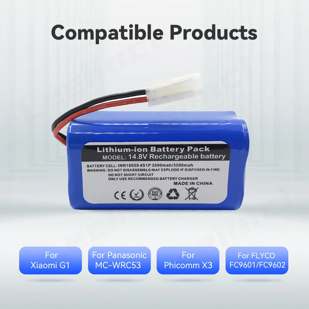 

18650 14,8 V 2600mAh литиевая батарея для XiaoMi G1 для Panasonic MC-WRC53 Для Phicomm X3 для FLYCO FC9601 FC9601 FC9602 Robot