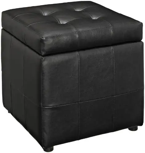 

Tufted Faux Leather Square Storage Ottoman Cube In Black Poop stool Wooden chair Wiggle stool Folding step stool Pouf ottoman Re