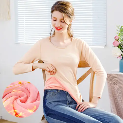 Women's thermal underwear thickened and velvet one-piece tops tight-fitting bottoming pajamas  long pants underwear women