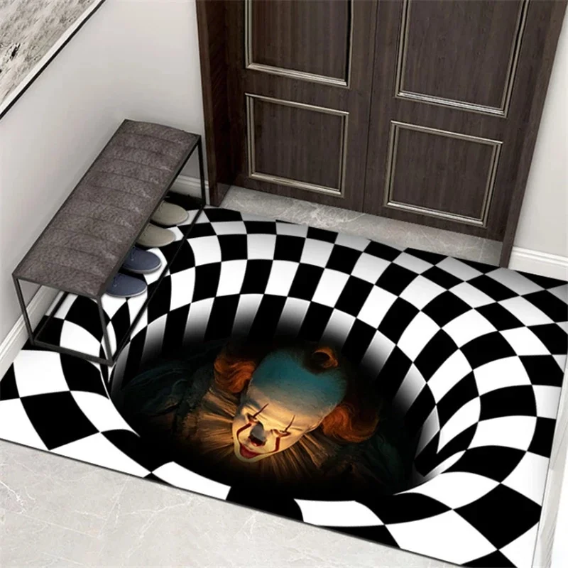 

3D коврик для Хэллоуина, полиэстер, ловушка для клоунов, зрение, коврик, ужас, вихревой, Хэллоуин, вечерние, гостиная, спальня, домашний декор