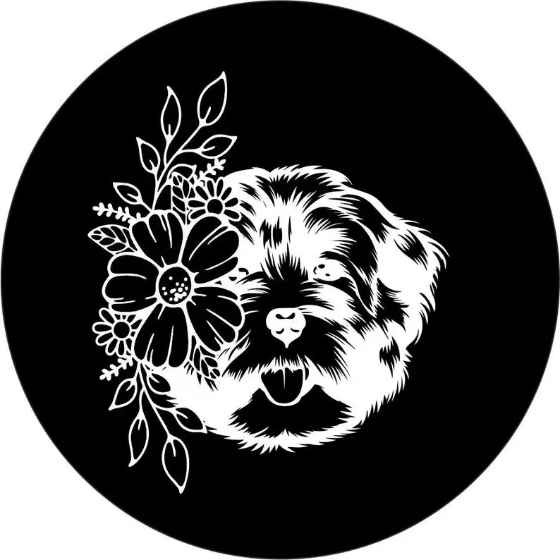 

Havanese with Flowers Spare Tire COVER CAR for any Vehicle, Make, Model, Size - Jeep, RV, Travel Trailer, Camper & MORE