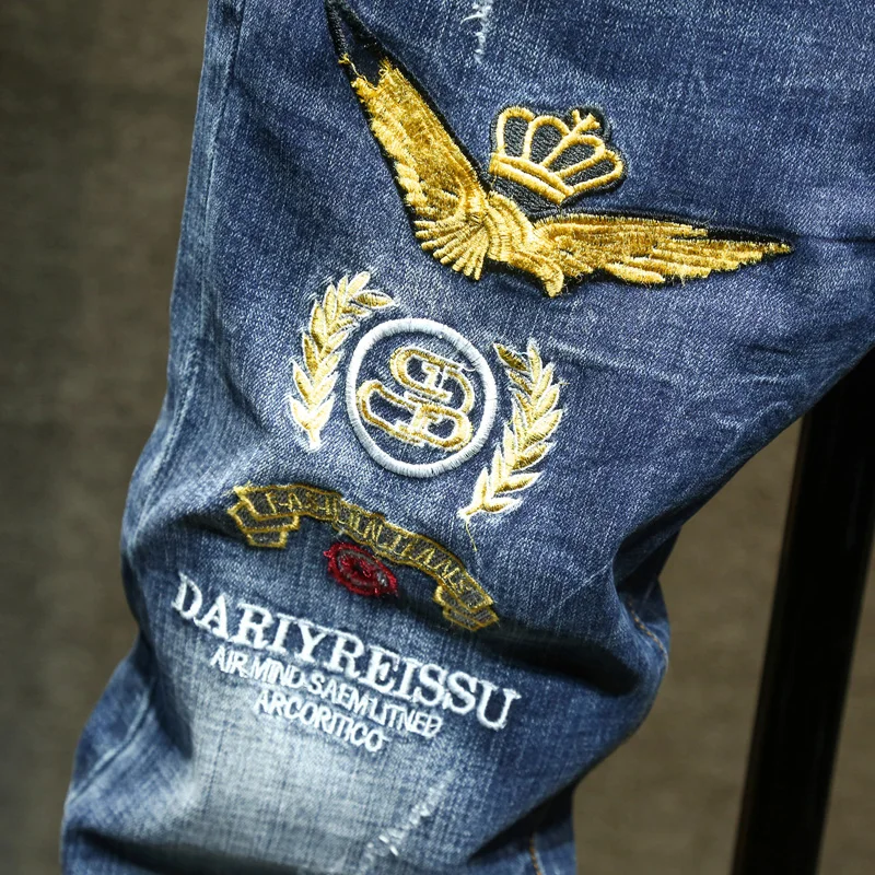 Men's Jeans Retro Slim Fit Denim Pants Bicycle Stretch High Quality Men's Straight Tube Casual Designer Brand Street Apparel