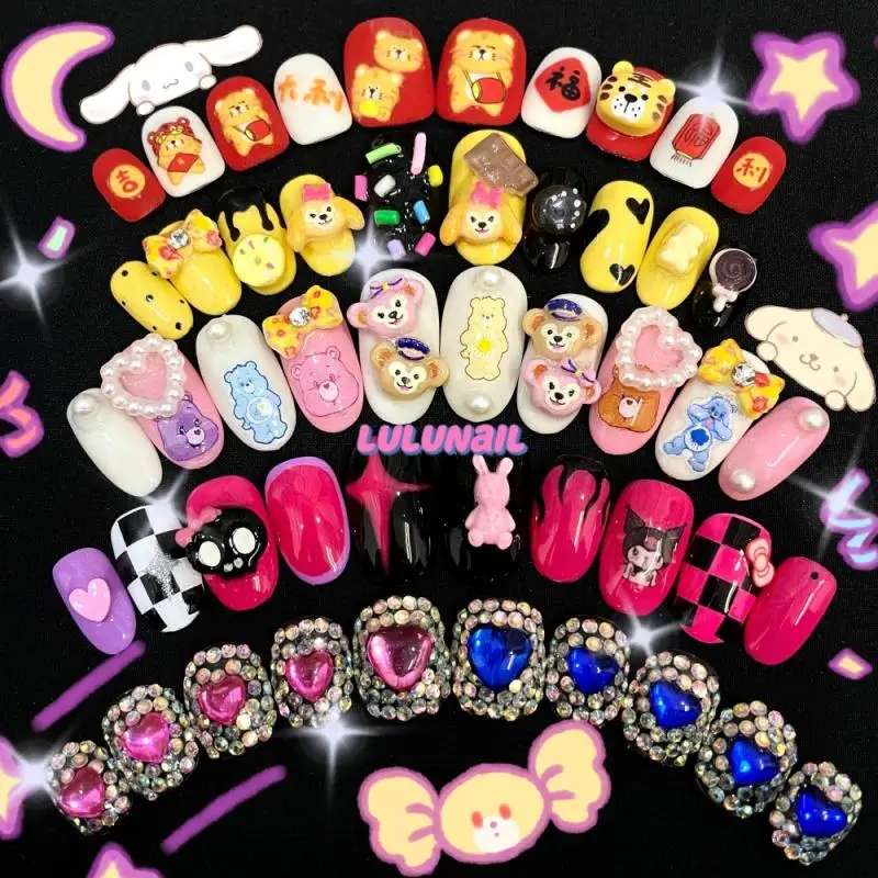 

Diy New Sanrioed y2k Kuromi bear drill Cartoon Dolls Handmade Three-Dimensional Nail Patch Anime Toy for Girls Toys Gift