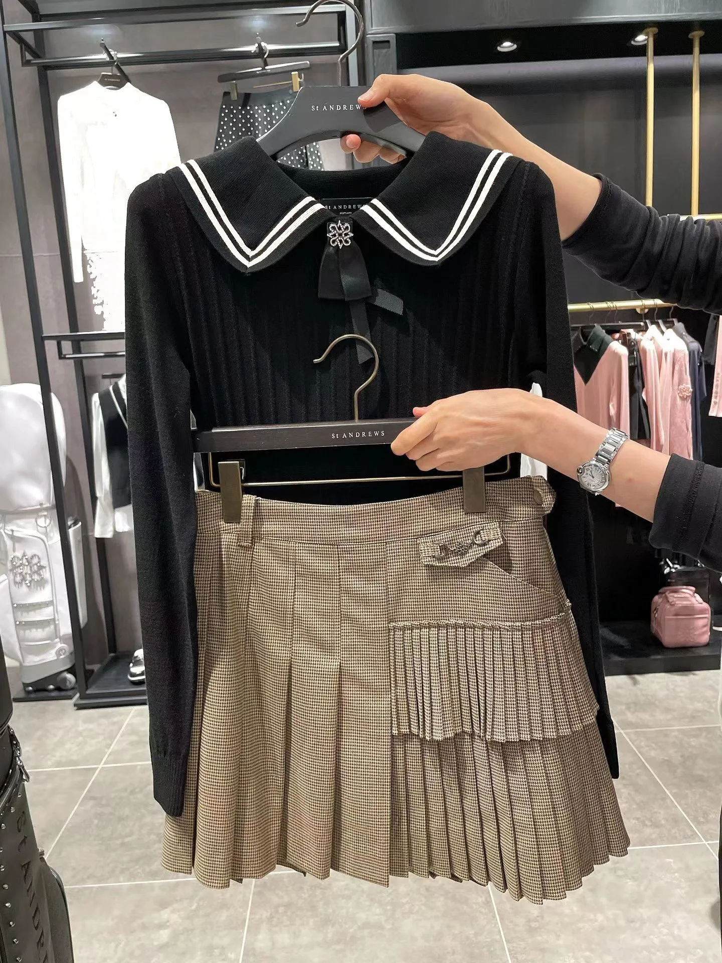 New spring autumn golf long sleeves knitted sweater ladies golf wear knitwear elegant stretch knit shirts golf apparel golf top