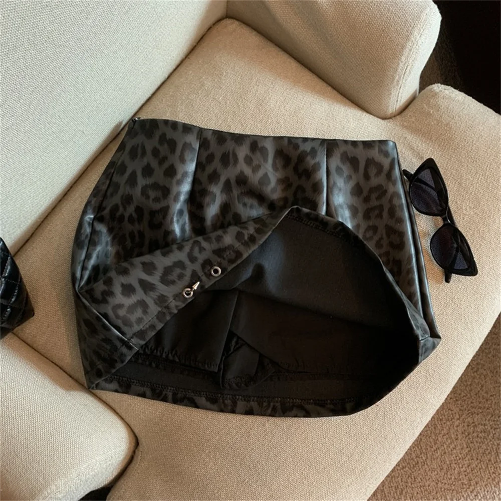 Юбка женская короткая с леопардовым принтом повседневная винтажная модная