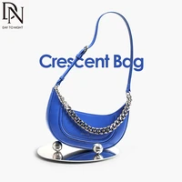 dn half moon bags for women fashion small tote shoulder handbags genuine leather chain womens bag cowhide 2023 new designer