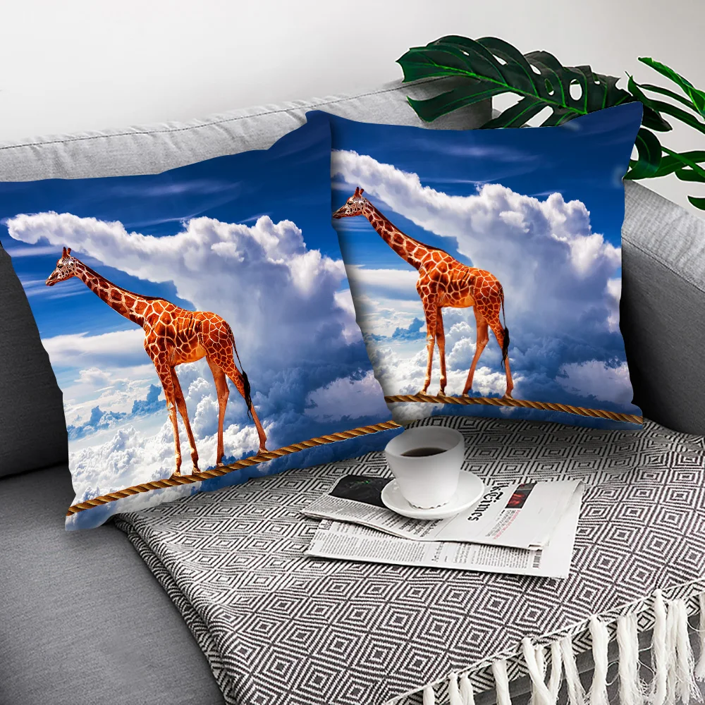 

Cute funny giraffe cushion cover Car Sofa Home Decor Pillow Case Polyester Throw Pillowcase Double sided printing cushion cove