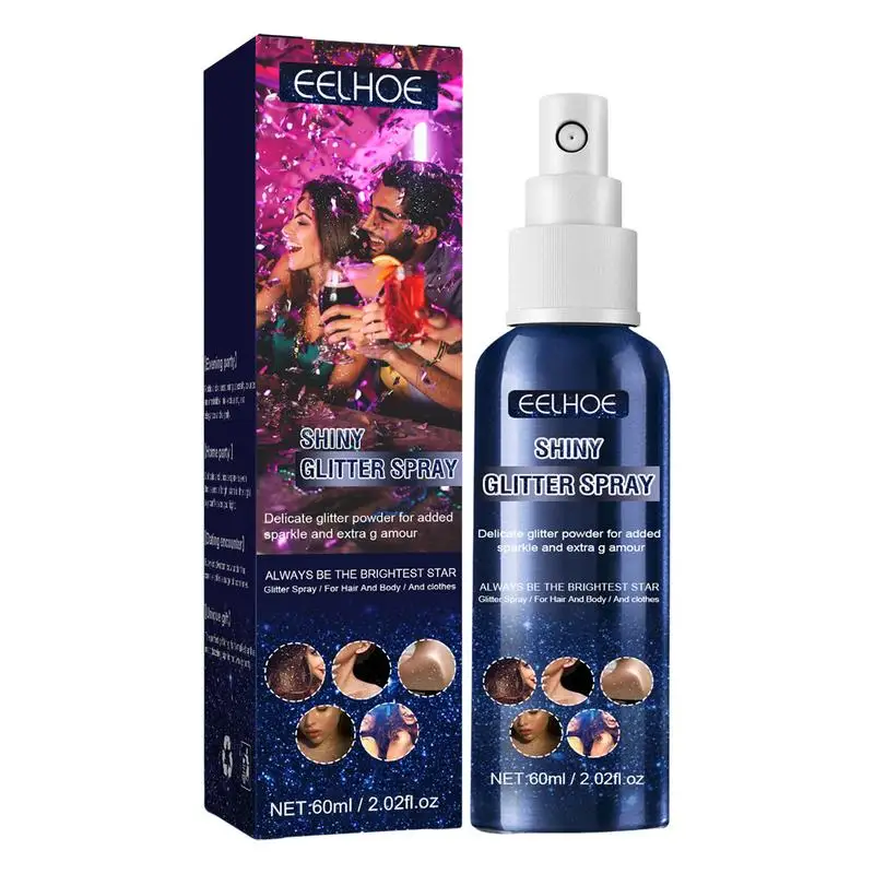 Shiny Glitter Spray Sparkle Spray For Clothes And Hair Highlight Powder Spray For Makeup Face Body Shiny Sparkle Makeup Spray