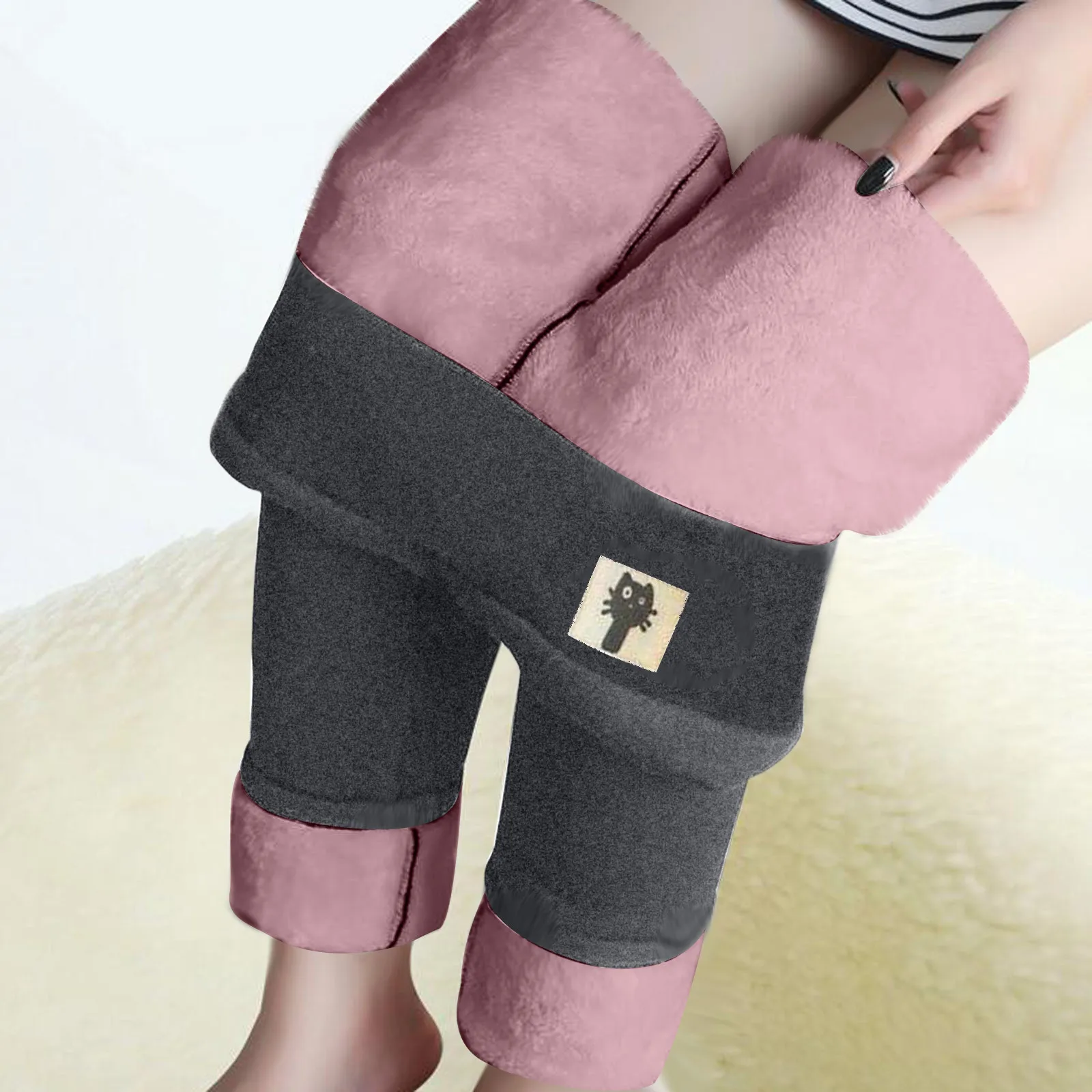 

Модные брюки с принтом, плотные рождественские женские брюки, женские бархатные зимние высокие брюки, теплые однотонные женские длинные бр...