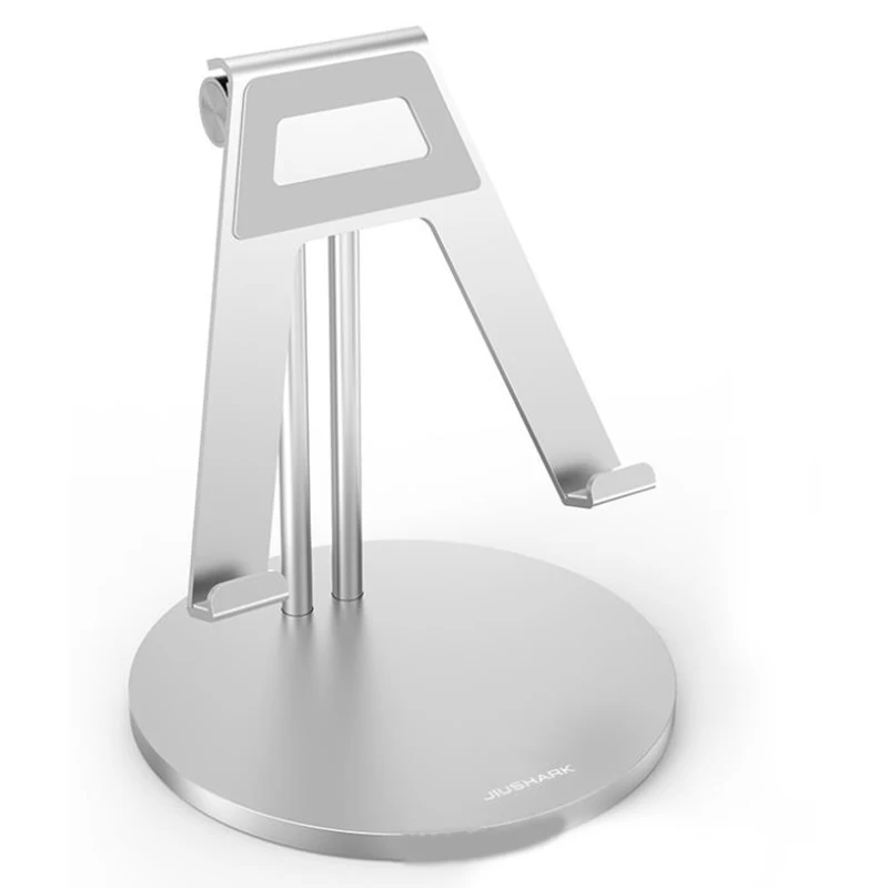 

JIUSHARK Portable Aluminum Smart Phone Tablet Stand for Computers Under 12 Inches, Adjustable Desktop Support Holder,Silver