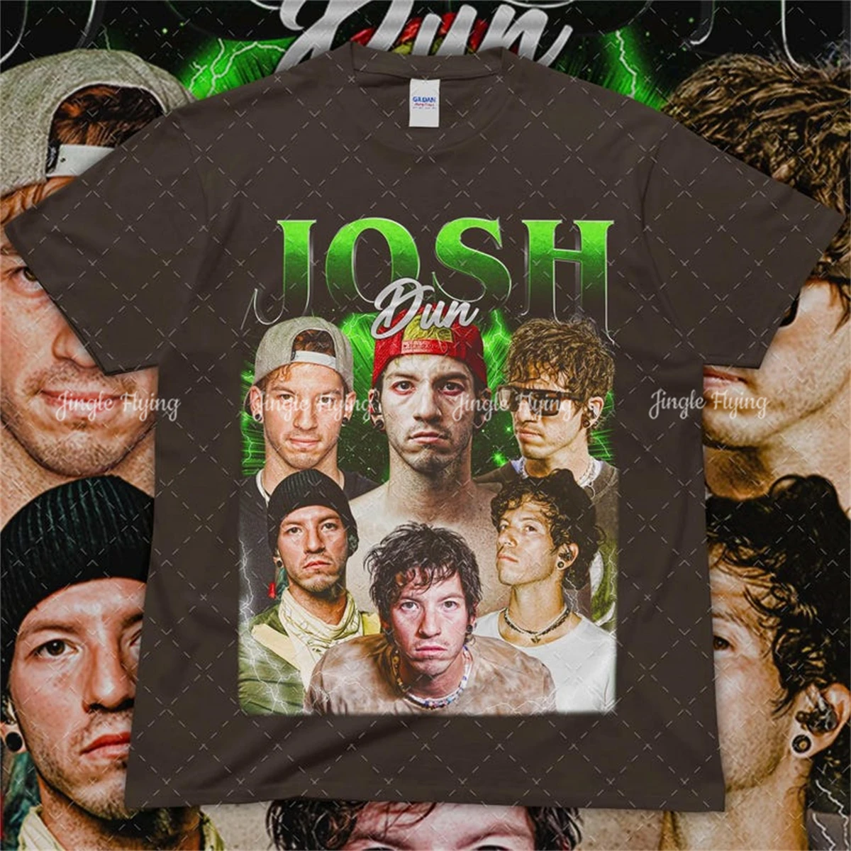 Винтажная музыкальная футболка Josh Dun унисекс в стиле Softstyle с ретро-графикой