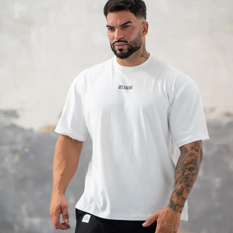 

Round Neck Sports T-Shirt Breathable Loose Training Casual Solid Color Men's Short Sleeve Muscle Fitness