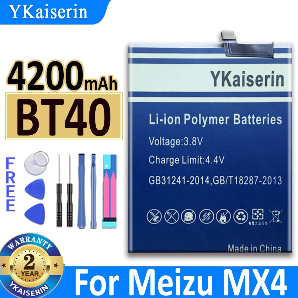 

YKaiserin Battery BT-40 BT 40 BT40 4200mAh Mobile Phone Battery For Meizu MX4 Battery MX 4 M460 M461 Bateria