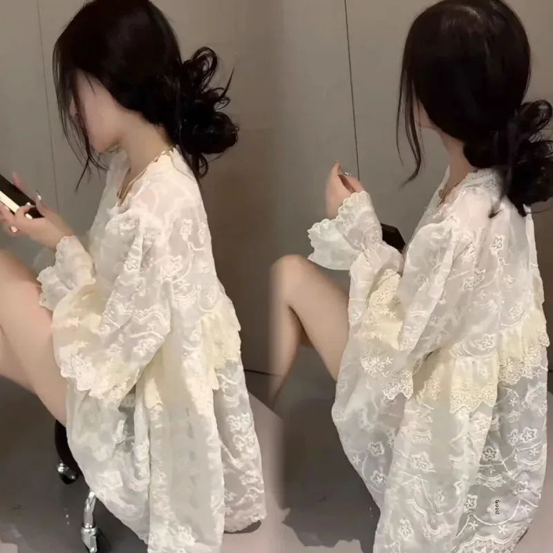 Элегантная модная женская блузка свободного кроя с длинными рукавами новинка