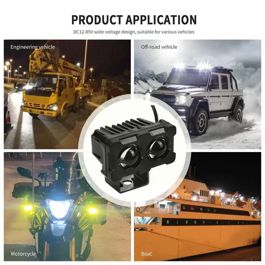 

Aluminum Alloy 12-85v Motorcycle S25 Led Headlight Square Double Lamp Bead High-brightness For Cars Atv Off-road Vehicles S4Y5