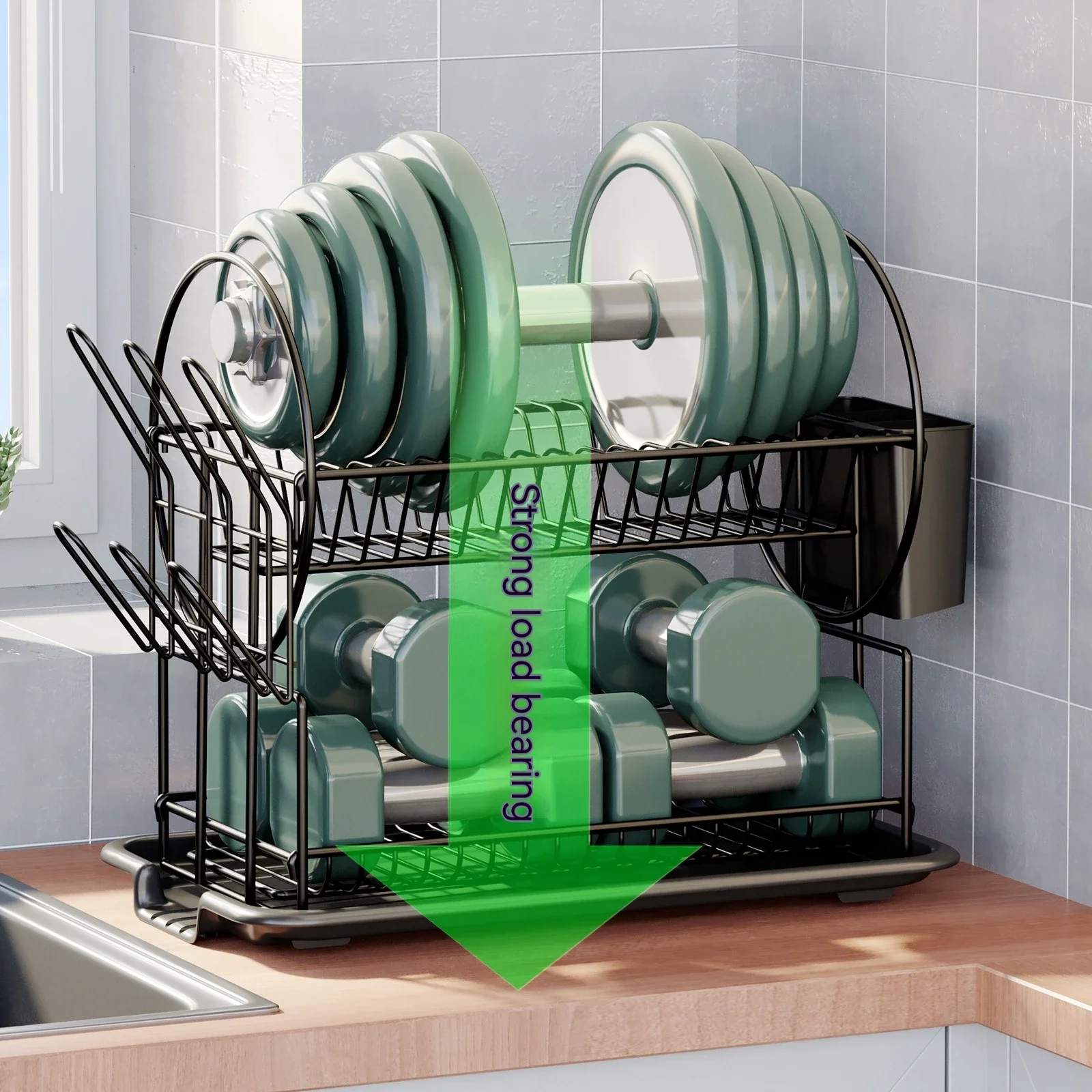 Стойка для хранения сушилки кухонной посуды с дренажной доской палочки еды нож