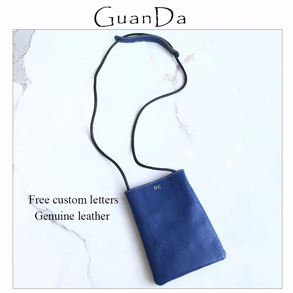 

Custom Name Leather Phone Bag Simple Daily Mini Women Crossbody Bag Personalize Letters Female Cowhide Sling Purse Shoulder Bag