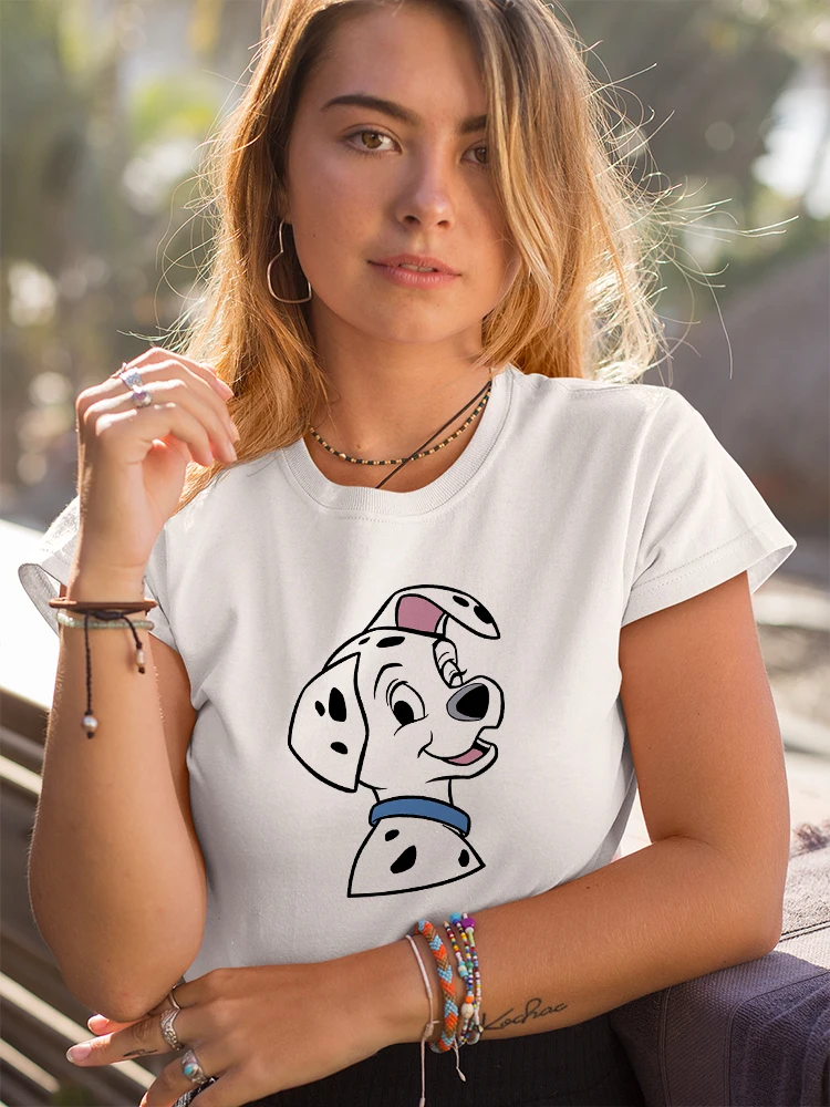 

Cute Dalmatians Disney T Shirt Women Classic 90s Harajuku Print Summer Tops Basic Casual Femme Vetement Short Sleeve T-shirt