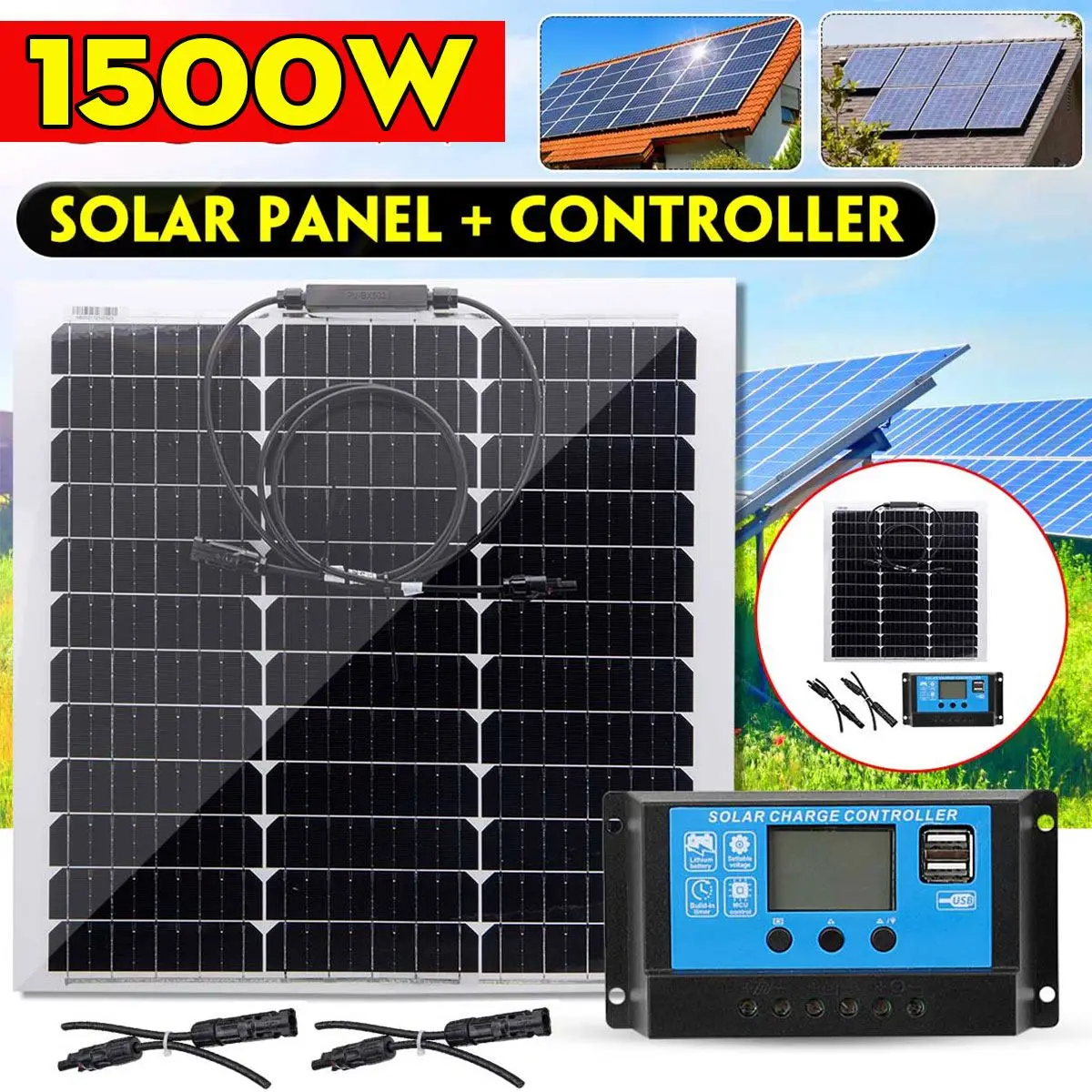 1500 Вт Гибкая солнечная панель комплект 12 в 10 А литиевый Солнечный контроллер