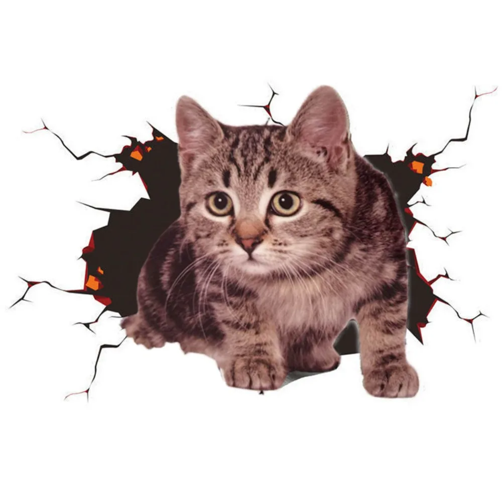 

3D кошка моделирование кошек автомобильная наклейка водостойкая универсальная автомобильная 3D наклейка с котами забавная наклейка с котами в трещине автомобильный Стайлинг