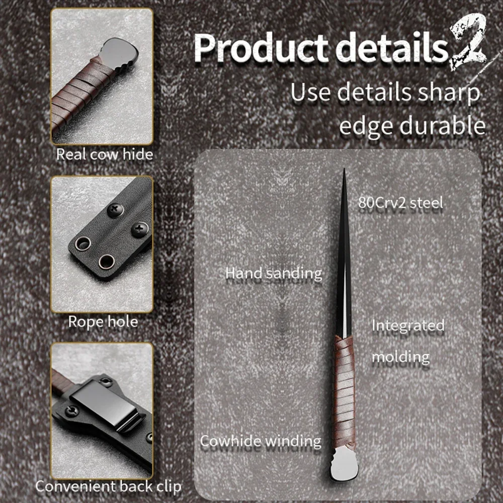 Многоцелевой стальной нож 80CRV2 с ледяным конусом — идеальный уличный инструмент