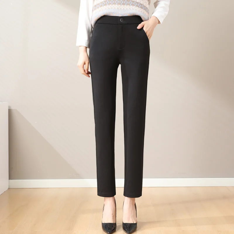Women'S Straight Tube High Waist Black Pants 2023 Spring Autumn New Korean Slim Formal Dress High-End Work Professional Trousers