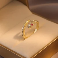 new korean fashion exquisite high quality luxury gold adjustable animal snake ring party women jewelry ring 2022