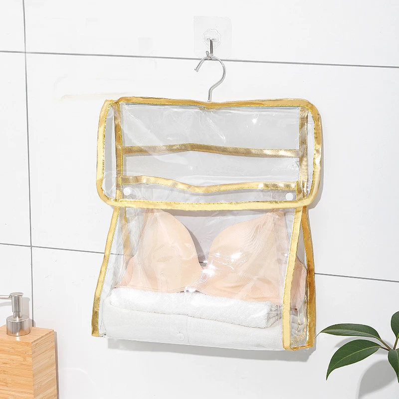 

Waterproof Wall Hanging Tpye Bathroom Storage Bag Transparent PVC Plastic Cloth Bag Protable Organizer